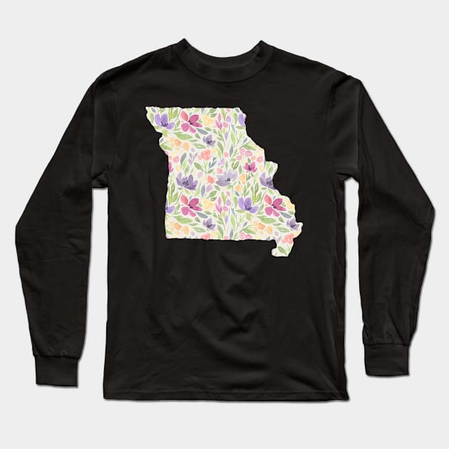 Missouri Silhouette Florals Long Sleeve T-Shirt by randomolive